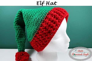 Fun Crochet Elf Hat with Pom-Pom - Free Crochet Pattern