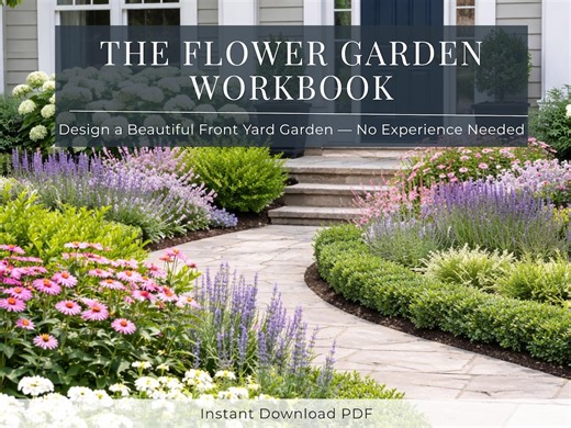 Landscape Design Workbook PDF, DIY Flower Garden Landscape Planner, Front Yard Step by Step Garden Layout Guide