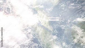 Zoom in from space and focus on Malaysia, Shah Alam. 3D Animation. Background for travel intro. Elements of this image furnished by NASA