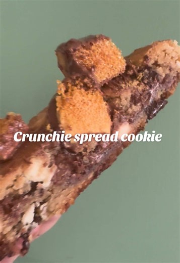 I found this @CadburyUK Crunchie spread in @B&M Stores so I HAD TO make it into a cookie 🥰 Wow, follow for the recipe I’ll post in the next few days #baking #recipe #cookie #chocolate