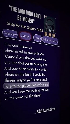 Lyrics_The Man Who Can't Be Moved🎧🎶🎼 Song by The Script · 2008🥰 #lyrics #music #songlyrics #theman