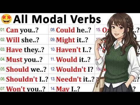 English grammar model verbs can, could, should must need may might learn basic English for beginners