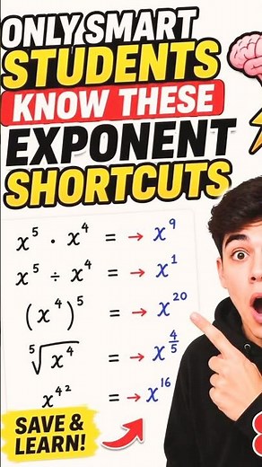 5 Exponent Rules You Must Know Before Exams 📚 #trending #youtubeshorts #mathstricks