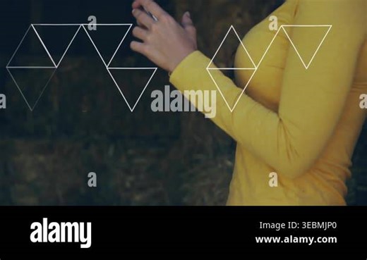 Animation of triangles over caucasian woman using smartphone. Communication, network and technology concept digitally generated video Stock Video Footage - Alamy
