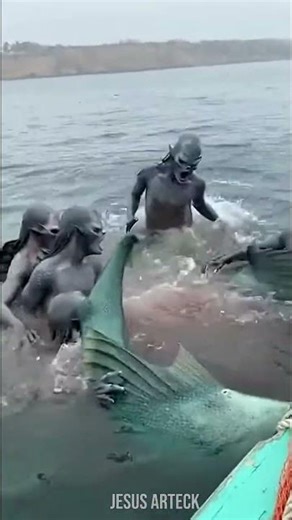 The Mermaids clash in the sea