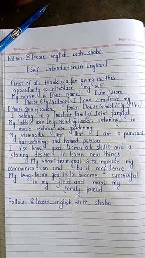 English Speaking Practice on Instagram: "Self Introduction in English"