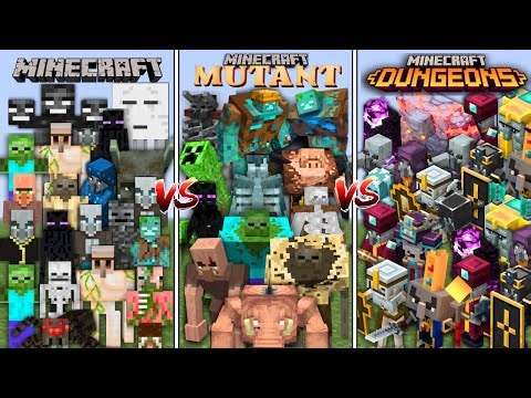 MINECRAFT MOBS vs MUTANT MOBS vs MINECRAFT DUNGEONS in Minecraft Mob Battle