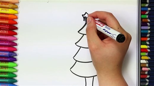 How to draw and color a christmas tree