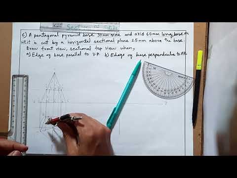 Section of Pentagonal Pyramids | Section Plane Parallel to HP Perpendicular to VP | True Slant Edge