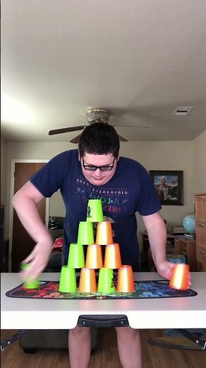 2 Colored Cycle Stack (Orange Pro And Green Cups) #shorts