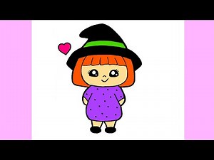 How to draw a CUTE KAWAII HALLOWEEN WITCH | EASY DRAWING STEP BY STEP