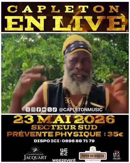 #capletonliveinconcert🔥🔥🔥🔥 Saturday May 23, 2026 at 📍L’Appaloos’Arena in Martinique 🇲🇶 BUY Tickets 🎟️ at http://my.weezevent.com/concert-capleton ⚠️DISCLAIMER: Capleton is NOT endorsing and NOT promoting any alcohol. This is a performance only.⚠️ #Capleton #kingshango #Reggae #dancehall music