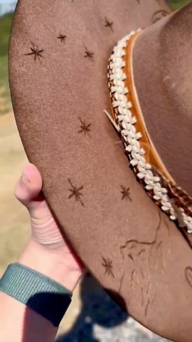 100% Australian Wool Western Hat | Hand-burned Desert Design, Feather Accent, Adjustable Fit - Etsy