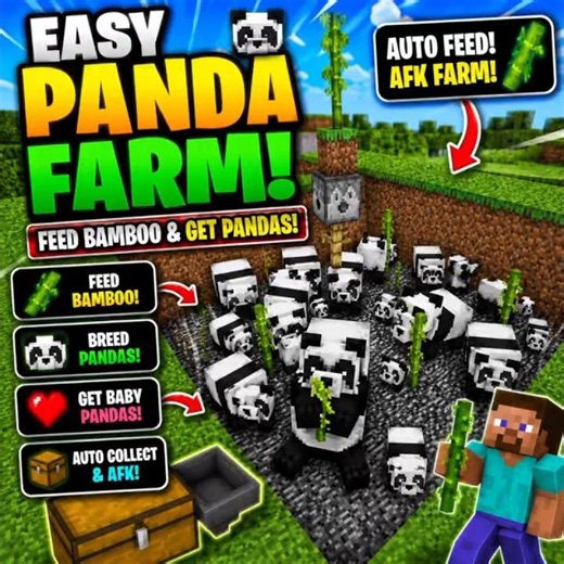 EASY AUTOMATIC PANDA FARM in Minecraft 🐼🌿 | Bamboo Breeding XP Farm!