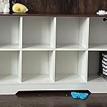 6 Cube Storage Organizer, 2 Tier Book Shelf with Led Lights, Farmhouse Book Shelves for Living Room, Horizontal Toy Storage Bookshelf, Wood Display Bookcase Cabinet for Bedroom, Office, Brown