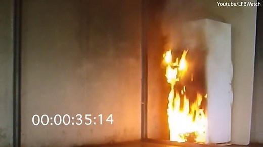 Fire Hazard: Fridge freezer burns down completely in 90 seconds