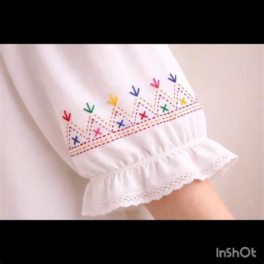 Beautiful Hand Embroidery Border Design ✨ Easy & Colorful Stitching #Shorts