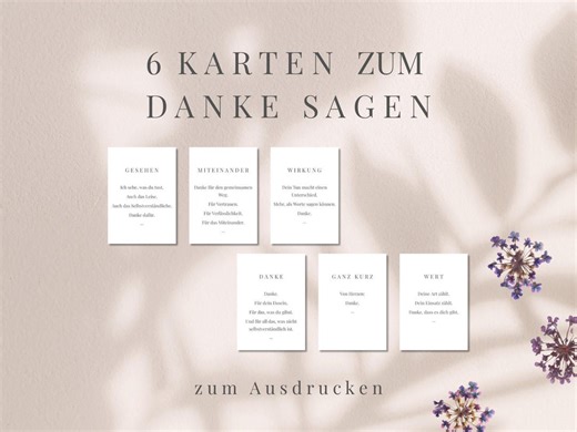 6 Thank You Cards - Printable - Loving Words as PDF | A Small Thank You From the Heart - Etsy