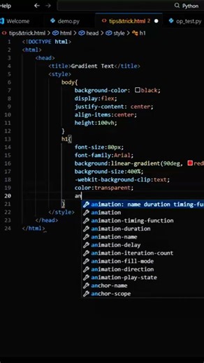 Create Amazing Gradient Text with CSS 😲😍#shorts #coding #programming