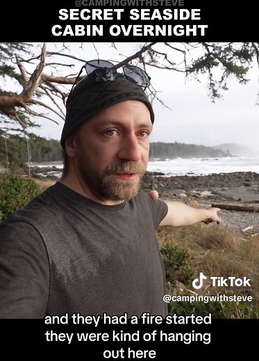 Part 1 - Secret Seaside Cabin Overnight I was lucky enough to hear about this secret cabin from Way of the Roads, you can check out their Channel here: @wayoftheroads It took a total of 8 hours of driving, much of it on remote mountain logging roads, then a final hike out to the most remote secret cabin I've ever seen. It was a cozy night with a wood stove, waves crashing on the beach and some delicious food. • Follow me on YouTube! youtube.com/@campingwithsteve • Link in bio #campingwithsteve #