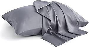 BEDELITE King Size Pillow Cases Set of 2, Rayon Derived from Bamboo, Cooling Pillow Cases for Hot Sleepers & Night Sweats, Breathable and Silky Soft Envelope Pillowcases(Grey, 20"x40")