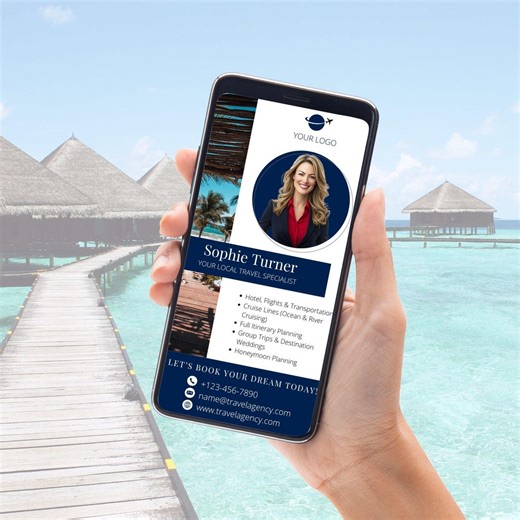 Travel Agent Digital Business Card | DIY Travel Advisor Marketing | Lead Generation Text | Canva - Etsy