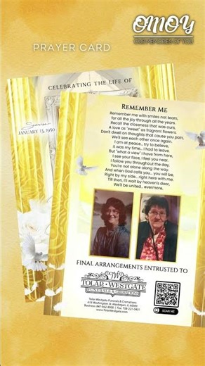 Beverly Torres Funeral Program Design - Prayer Card