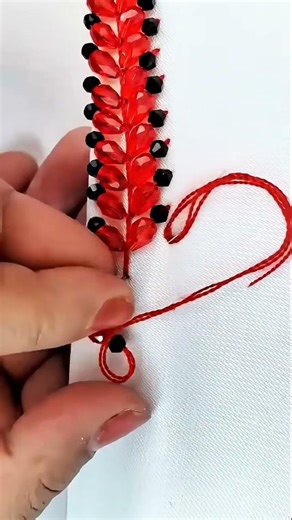 Hand Embroidery With Beads Step by Step #tutorial #craft #diy