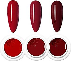 3Pcs Cream Paint Gel Cherries Red Nail Art Solid Varnish Adhesive Nail Glue Gel Nail Gel Art Polish Pigment UV Gel Adhesive Resin Shining Lacquer Painting UV Gel