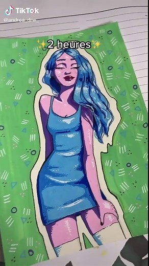 Colorful Drawing Process: Female Figure Illustration