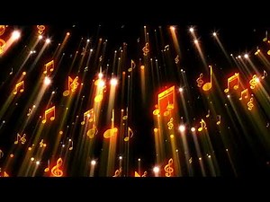 Music Notes Gold Rays Abstract Background Looped Video | Ultra HD 4K