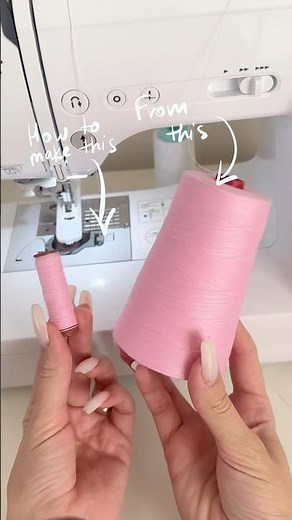 Sewing hack: from a big cone to a regular spool 🧵 #sewingthread #sewingtips