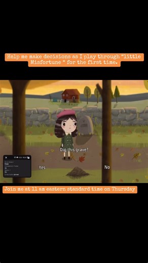 Help me make decisions as I continue my first play through of “little Misfortune “ on Thursday at 11am est. Little Misfortune is available on the Nintendo Switch,Apple App store and Steam.#gamingontiktok #gaminglife #gamegirl #littlemissfortune #darkgames #darkgamingtiktok