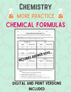 Chemical Formulas || Additional Practice || DIGITAL   PRINT || Editable