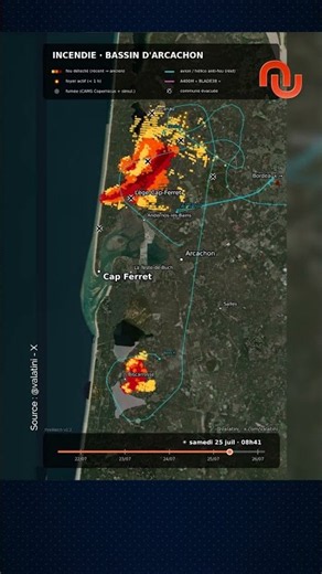 Cette carte suit l'évolution des feux en Gironde