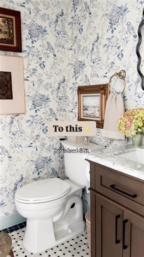 I gave my friend’s powder room a full makeover and it was finally time for the reveal 🤍 Just a simple vanity swap completely transformed the space. You don’t always need a full renovation to make a big impact. I’m obsessed with how this bathroom turned out. Do you think she’ll love it?! #bathroommakeover #powderroommakeover #homerenovationideas #bathroominspo #beforeandafter | Pennies for a Fortune