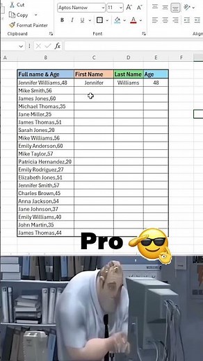 Excel Flash Fill: Split Data Like Magic! 🤯 ✅ #ExcelTips