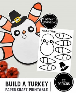 Thanksgiving Activity  Build a Turkey Craft Template  November Craft Projects