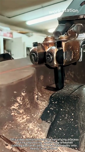 Satisfying Tire Regrooving Process #worker #process #tire #restoration #skills
