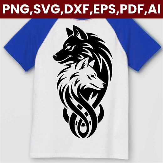 Tribal Celtic Wolf SVG PNG, Yin Yang Two Wolves, Tattoo Cut File (digital Download) - Etsy