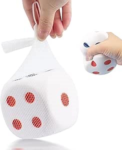 Large Dice Stress Ball 6-Sided with Dots 3.14 Inches Foam Dice Squishies Toys for Kids Blank Board Game,to Get Your Lucky Numbers!