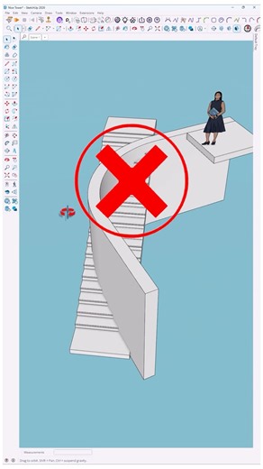Create stairs along a curved wall in SketchUp without modeling every step manually