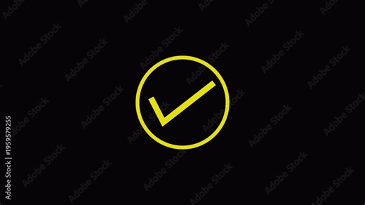 Check Mark Animation ,Approved Tick Icon, Success Verification Symbol, Minimal UI Motion”Check mark icon animation for confirmation and success status. 4k video animation on alpha channel.