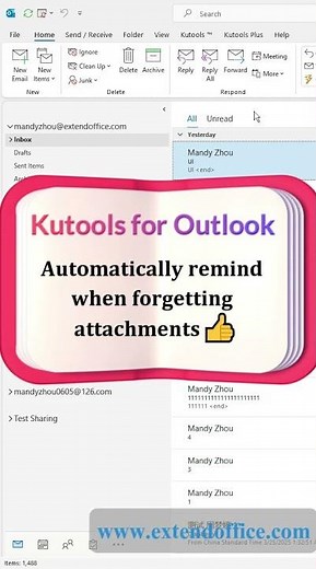 Auto reminder when forgetting attachments in Outlook messages