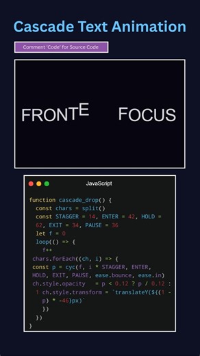 Cascade Text Animation with HTML CSS & JavaScript 🔥 Pure JS Typography Effect