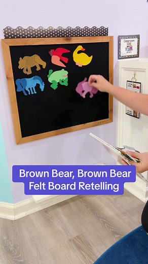 Young children love to read and reread familiar books. Bonus points if they have a predictable, repeating pattern! On the first day of school, we read Brown Bear during story time. The next day, we put the **adorable** storytelling pieces on the felt board for the students to use. They LOVE 💕 this so much and feel so proud and confident when they read the book to themselves and to their friends. How do you encourage retelling in your preschool classroom? @rallyfeltco has offered a coupon code (