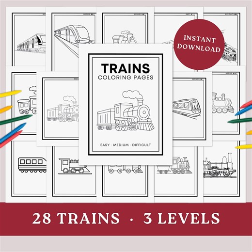 Train Coloring Pages for Kids · Fun Screen Free Indoor Activity · Train Lover Printable PDF Bundle · Instant Download - Etsy UK