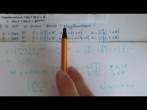 Savoir si ESPACES VECTORIELS en SOMME DIRECTE et SUPPLÉMENTAIRES 3 - Méthode + Explication + Exemple