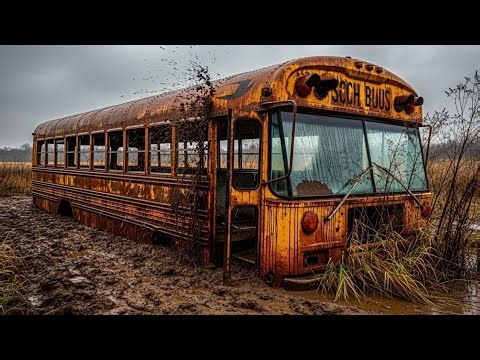 First Start in Over 34 Years- Restoration of Abandoned School Bus Burried for Decades under Mud