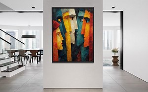 Colorful Abstract Faces Print • Cubist Geometric Face Wall Art • Oversized Modern Artwork for Hotel & Office Interiors - Etsy
